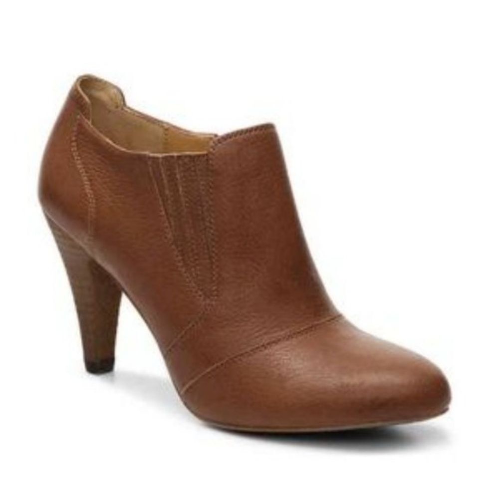 Audrey Brooke Avignon Ankle Boots Booties, Cognac Genuine Leather, Sz 7